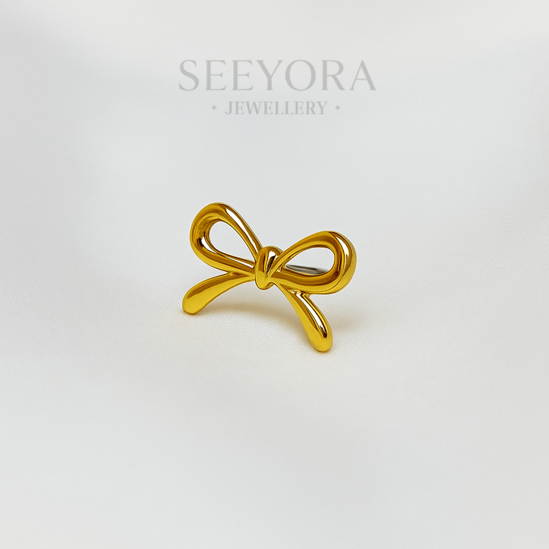 Golden Bow Stud Earrings