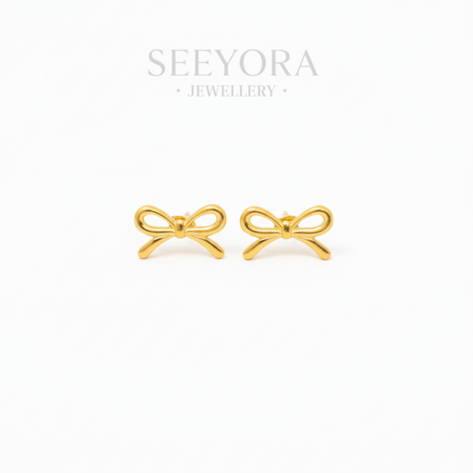 Golden Bow Stud Earrings
